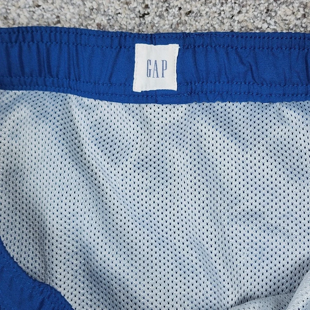 Gap Pool Short Swim Trunks Mens Medium Blue Solid Drawstring Mesh Lined EUC
